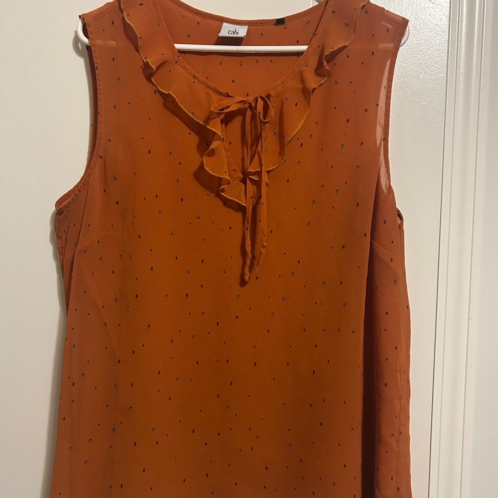 CAbi Women's Orange Ruffle Blouse